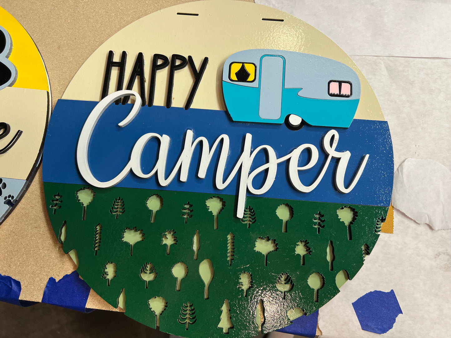 1 16” Happy Camper Camper Door Hanger with Bow