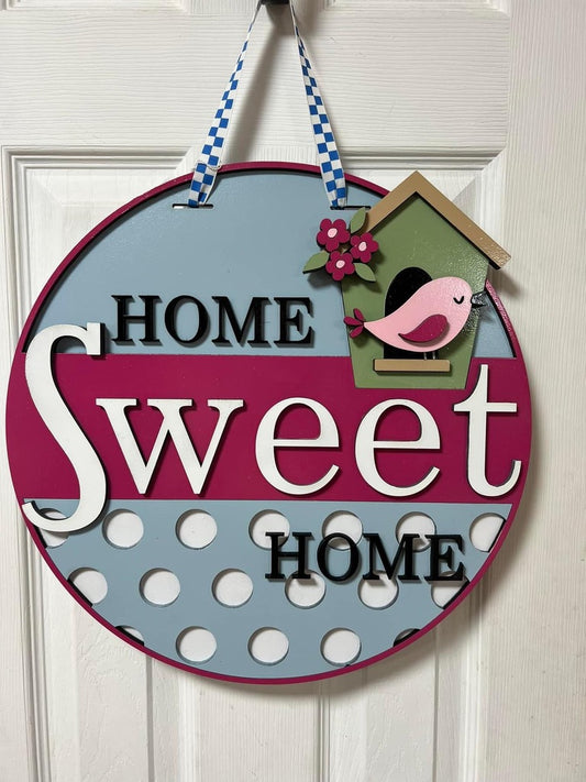 4 16" Happy Spring Bird House Door Hanger