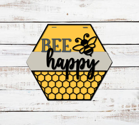 16”  Bee Happy Honey Bee Door Sign
