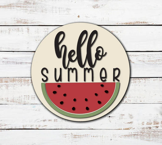 16” Hello Summer Watermelon Door Hanger
