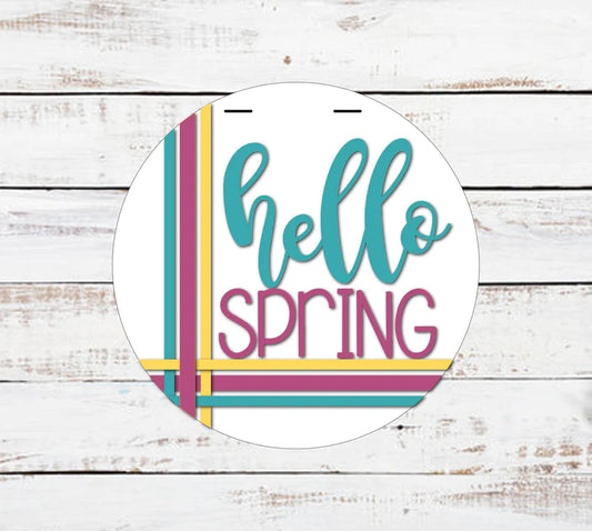 16” Hello Spring Striped Door Hanger