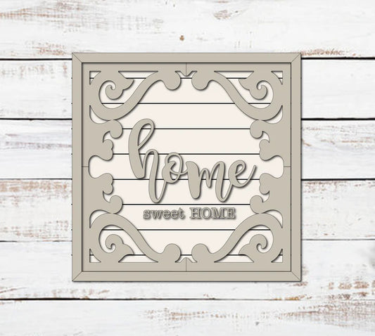16” Home Sweet Home Square Frame Door Sign
