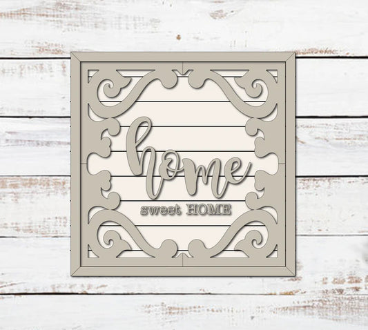 4 16” Home Sweet Home Square Frame Door Sign