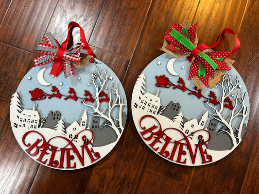 5 16" Believe Christmas sign