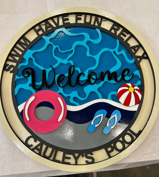 9 custom 22" Pool Patio Sign