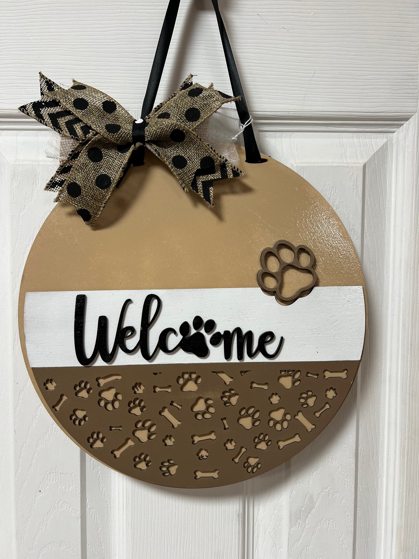 4 16” Welcome Paw Print Door Hanger