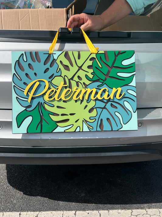9 18x24 CUSTOM name Monstera leaf