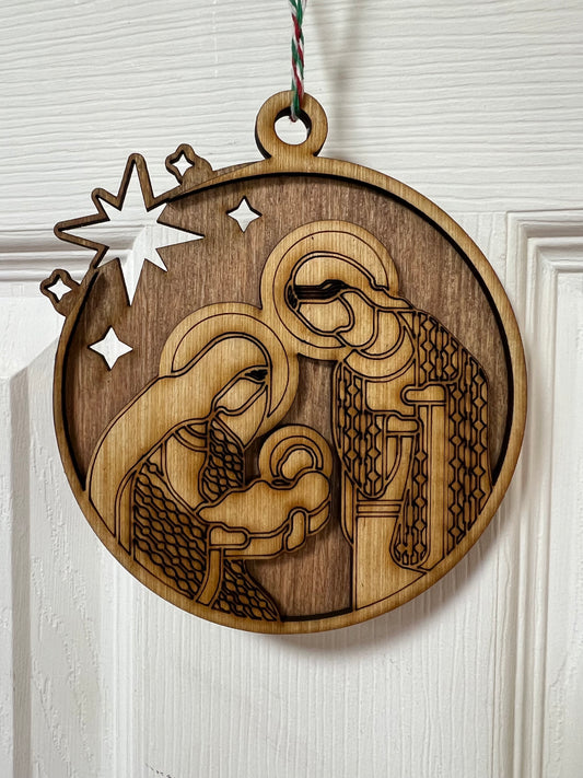 5" layered Mary Joseph Ornament