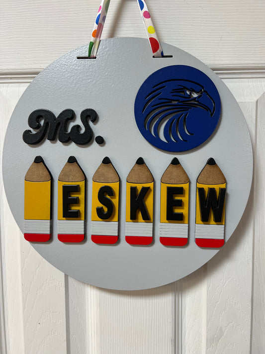 9 12" custom teacher door sign